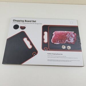NEW!! Four Color Coded‎ Chopping/Cutting Board Set With Storage Case